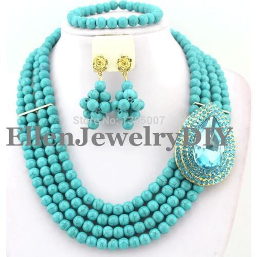 Charming African hot Jewelry Set Nigerian African Wedding Beads Jewelry Set hot Beads Necklace Set W7938