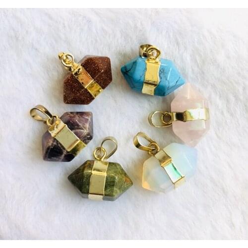 Wholesale 5Pcs mixed Natural Stone Pendant Healing Chakra Stone Penant,Double Point Healing stone Pendant Beads