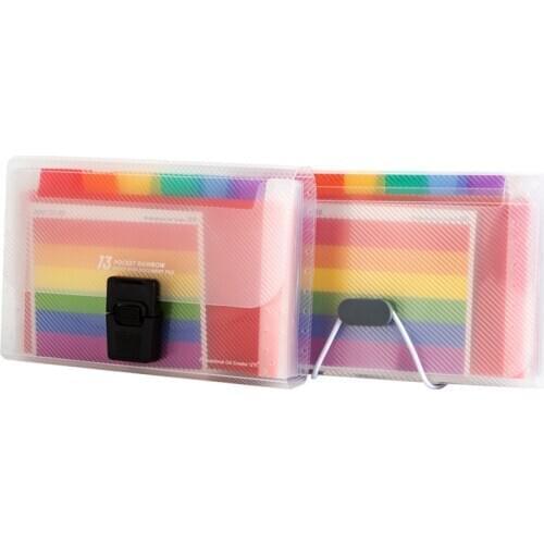 Protable A6 Plastic 13 Pockets Expanding File Folder Office Organizer Document Holder Bag File Case Document Box Stationery Box