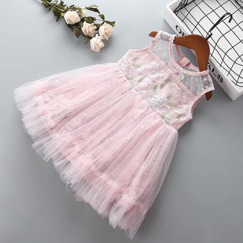0-6 years High quality girl dress 2019 summer new fashion casual flower kid children formal party birthday princess girl dress