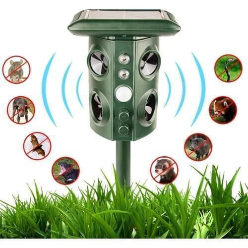 Garden Solar Powered Ultras Onic Outdoor Animal Repeller Motion Sensor Flash Light Dog Cat Raccoon Rabbit Animal Dispeller