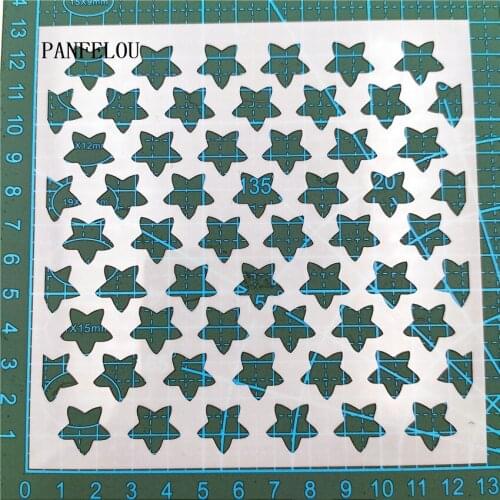 13*13cm carve stars scrapbook stencils spray plastic mold shield DIY cake hollow Embellishment printing lace ruler valentine