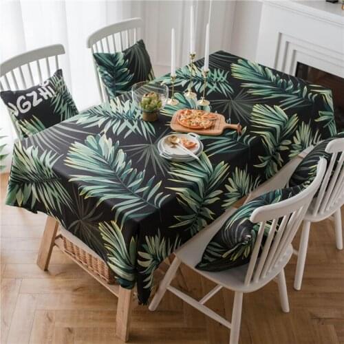 Tropical Plants Leaves Letter Printed Tablecloth Home Decor Polyester Kitchen Dinner Table Cover