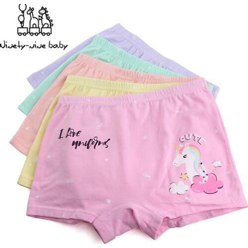 5pcs/lot Kids Panties Unicorn Model Underwear Girls Boxers Cartoon Clothing Briefs High Quality Child`s Underwear Baby Panties