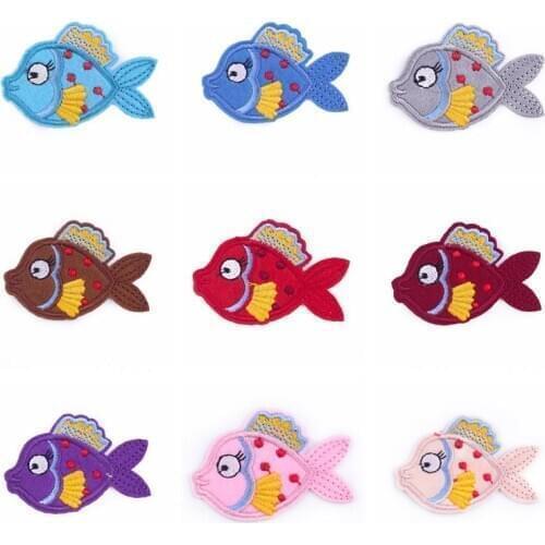 Iron On Multicolor Fish Patch For Clothing Appliques Stripe Patches For Clothing Stickers For DIY T-shirt Badges Cartoon Patch