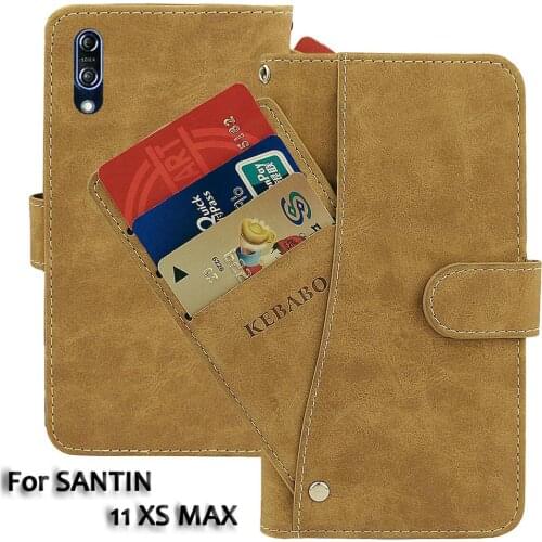 Vintage Leather Wallet SANTIN 11 XS MAX Case 6.18" Flip Luxury Card Slots Cover Magnet Phone Protective Cases Bags