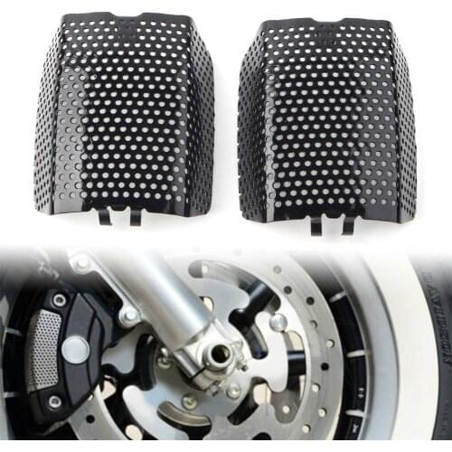Black Steel Motorbike Front Caliper Screen Inserts Cover For Harley V-Rod Touring Models 2008-2019 2PCS