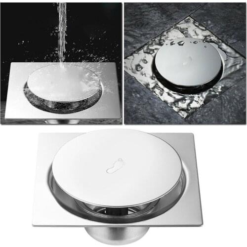 Up Foot Floor Drain Anti-odor Bath Drains Push Down Deodorization Square Matte Shower Room Cover Plug 10*10cm