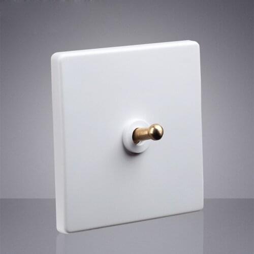 High Quality 1-4 Gang 86 Retro White Wall Lamp Brass Toggle Switch Outlet Single Dual Control 2 Way Light Switch