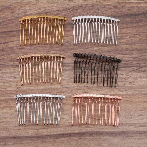Hair Clips Side Combs Pin Barrettes Wedding Veil Comb DIY Twisted Wire Metal Comb Wired Hairwear Hair Combs 12 15 20 Teeth