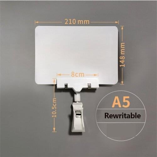 A5 White Sign Holder Clip With Price Tag PVC Plastic Cardboard