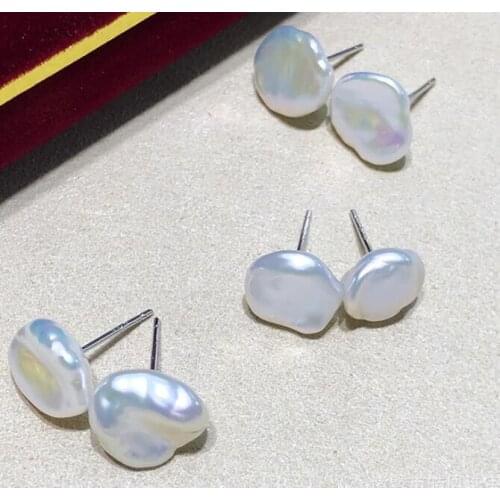 Natural white Baroque Pearl Earring silver Stud earrings Charming women Popular Irregular Beautiful Earlobe Accessories DIY