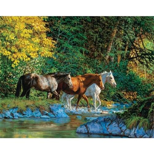 Animal Horse DIY Cross Stitch Embroidery 11CT Kits Needlework Craft Set Cotton Thread Printed Canvas Home Decoration On Sell