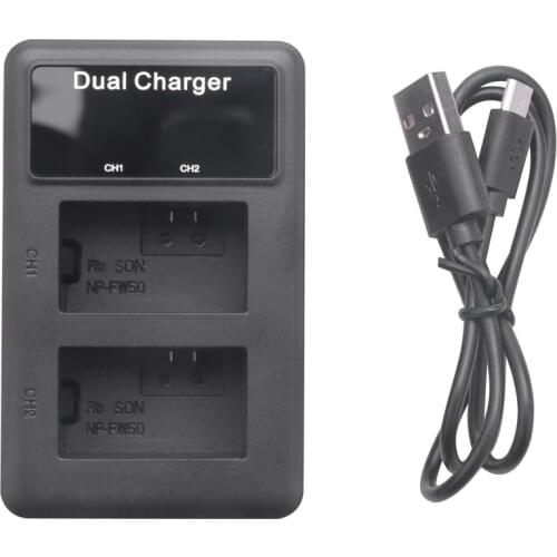 Lcd Dual Usb Battery Charger For Sony Fw50 Np Fw50 Np-Fw50 Npfw50 Battery Nex-3 Nex-5 Nex-6 Slt-A55 A33 A55 A37 A3000 A5000 A600