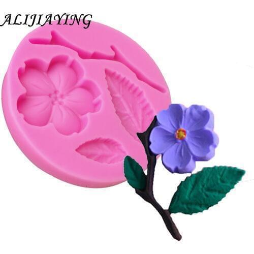 1Pcs Flower Plum blossom 3D Cake Border Silicone Mold Fondant Cake Decorating Tools Gumpaste Chocolate tools D0942