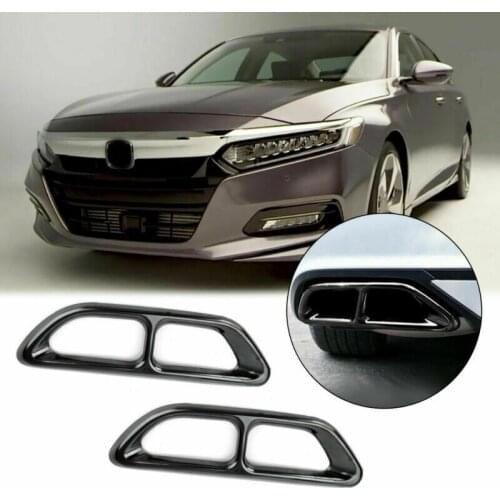 2Pcs Car Black Rear Cylinder Exhaust Pipe Cover Fit for Honda Accord 2018-2019