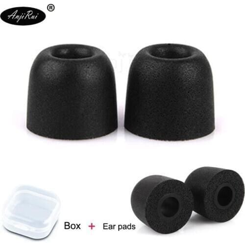 4 pcs/2 pairs ANJIRUI T100 Black 12.5mm 3.0 mm Caliber Ear Pads/cap memory ear foam eartips for in ear Headphones tips Sponge