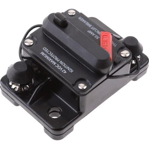 50 Amp Manual Reset Circuit Breaker Switch 12V-42V Car SUV Marine Boat High Tech Water Resistant Cap