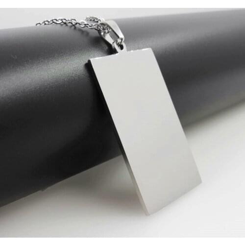 6sizes High Polished Blank 316L Stainless Steel Square Dogtags Necklace Pendant DIY Personal Logo Jewelry