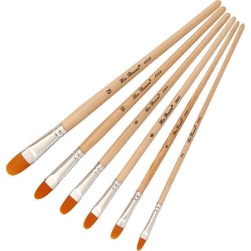 6Pcs Watercolor Gouache Paint Brushes Different Shape Round Pointed Tip Nylon Hair Painting Brush Set Paint Art Supplies 03189