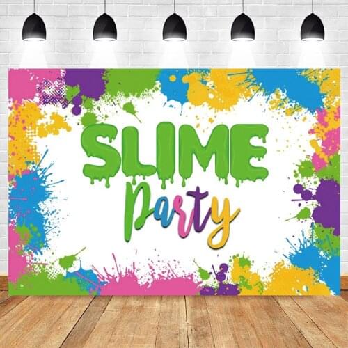 Watercolor Slime Party Art Backdrop Baby Shower Birthday Photography Background For Photo Studio Vinyl Customized Photophone