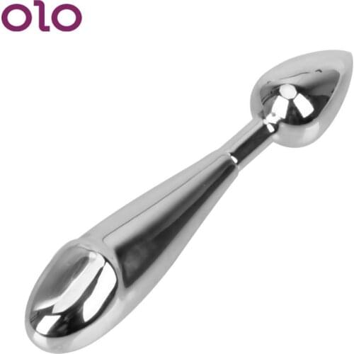 OLO Dual Head Butt Stimulator Stainless Steel Erotic Anal Plug Prostate Massager Sex Toys for Adult Products