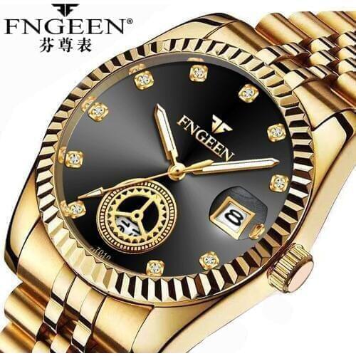Gold Watch for Men Watches 2020 Luxury FNGEEN New Selling Quartz-watch 30M Life Waterproof Date Clock Diamond Watch Reloj Hombre
