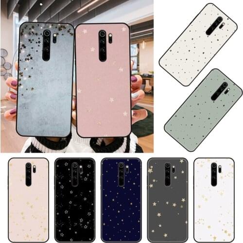 Phone Case For Xiaomi Redmi Note 8 8T 7 7A 9 9A 9S 8A 4 5 6 Pro Black Cover Back Silicone Etui Beautiful Star Pattern Wallpaper