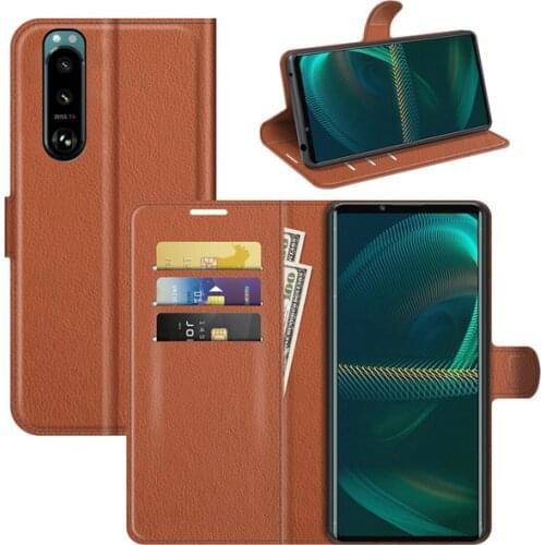 10pcs/lot Litchi Grain wallet leather Case with card slot For Sony Xperia 10 III 5III 1 III