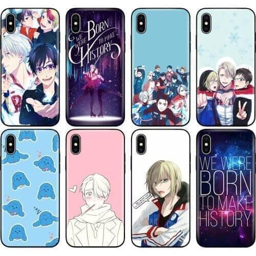 Black tpu case for iphone 5 5s se 6 6s 7 8 plus x 10 silicone cover for iphone XR XS 11 pro MAX case yuri on ice history maker