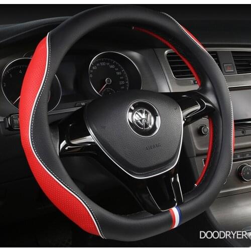 DOODRYER Carbon Fiber Leather Car Steering Wheel Cover For GMC Sierra Yukon Terrain Acadia Savana Envoy Canyon 1500