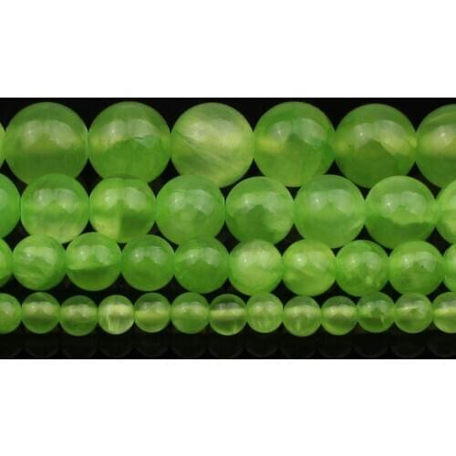 4/6/8/10mm Smooth Lemon Yellow Jades Stone Beads Round Loose Beads For Jewellery Making Fashion Bracelet Necklace 15''/Strand