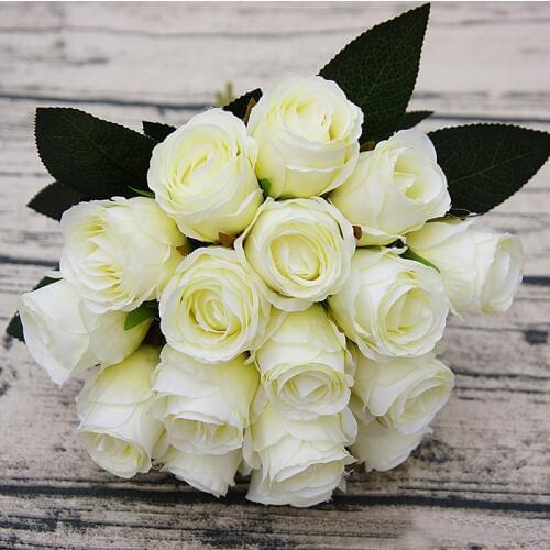 1PC 18Heads Artificial Silk Rose Flowers Bouquet Decorative Flowers For Wedding Party bridal fake flores fleur Home Garden decor