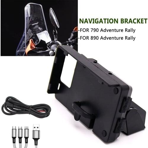 Compatible For 790 890 ADV Adventure New Rally Motorcycle Mobile Phone GPS Navigation Bracket USB Charging Holder 2017-2021