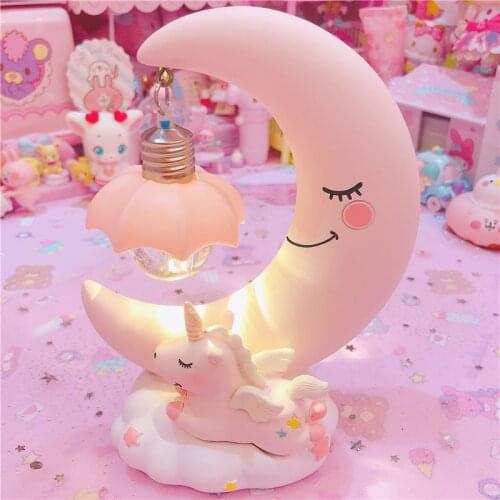 Small Cute Moon Cartoon Animals Unicorn Action Figure Dolls for display with Led Light girls gifts