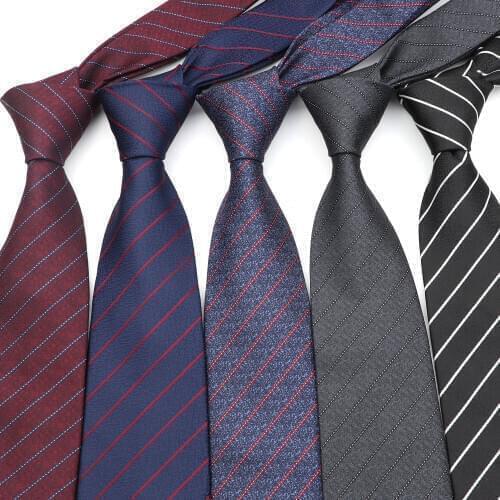 Mens Fashion Tie Classic Stripe Grey Navy Blue Wedding Ties Jacquard Woven Neckties Men Solid Daily Accessories Neck Tie