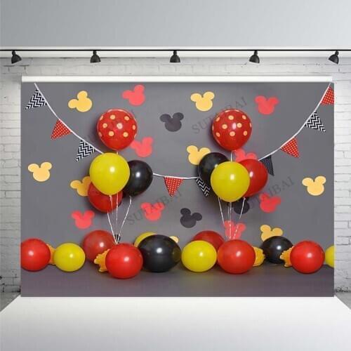 Mouse Baby Shower Smash Cake Balloons Backdrops Child Birthday Party Photographic Background Photophone Photography Studio
