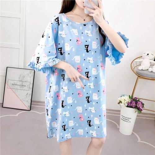 Plus Size 8XL 10XL 12XL 100KG 160KG Summer Loose Sleepdress Womens Cotton Nightgowns Ladies SleepwearSleepshirts Home Wear