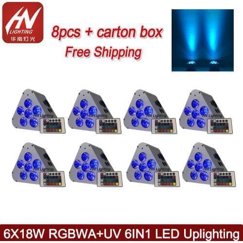 8pcs WIFI wireless battery 6*18w 6in1 RGBWA UV led par light led wedding uplight factory price
