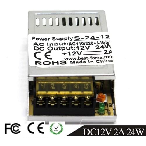 Single Output DC12V power supply Switching 2A 24W Transformers 100-240V AC TO DC 12V SMPS for Led Light Lamp CCTV 3D Printer