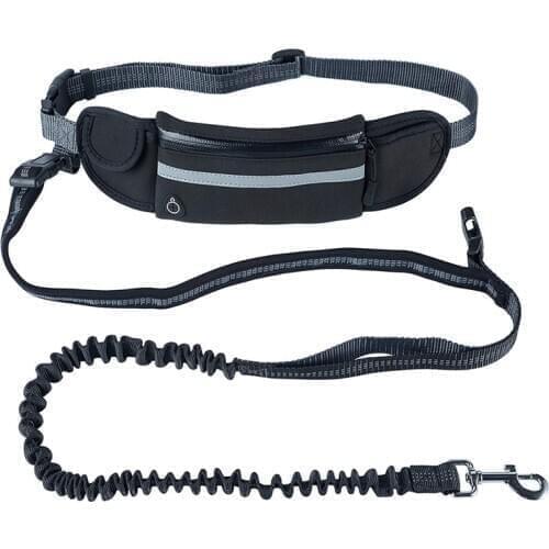 Hands Free Dog Running Leash with Waist Pocket Adjustable Belt Shock Absorbing Bungee Fits up to 45 inch Waist