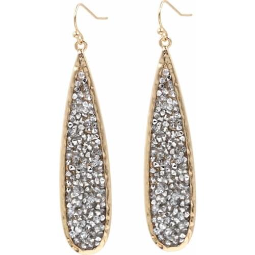 Paved Multi Crystal Colored Rhinestone Long Water Drop Earrings for Women