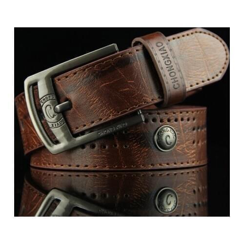 PU Leather Belt Mens Denim Casual Belt Hollow Rivet Punk Style Wide Belt for New Fashion Strap Male High Quality Jeans