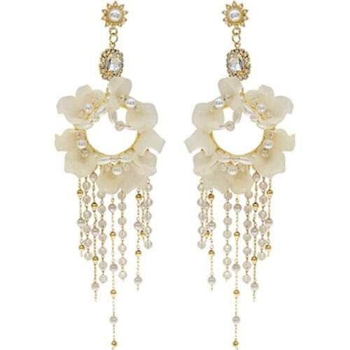 Luxury Exaggeration Big Round Pearl Drop Earrings For Women Boho Geometric Large Statement Hanging Earrings 2020 Fashion Jewelry