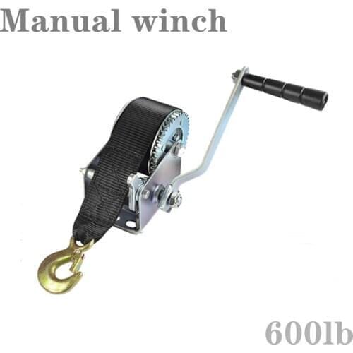 Manual winch 600-pound winder with ribbon winch