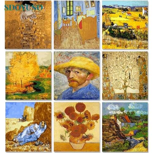 SDOYUNO Van Gogh Oil Painting By Numbers 60x75cm Abstract Paint By Numbers On Canvas DIY Frameless Handpaint Home Decor