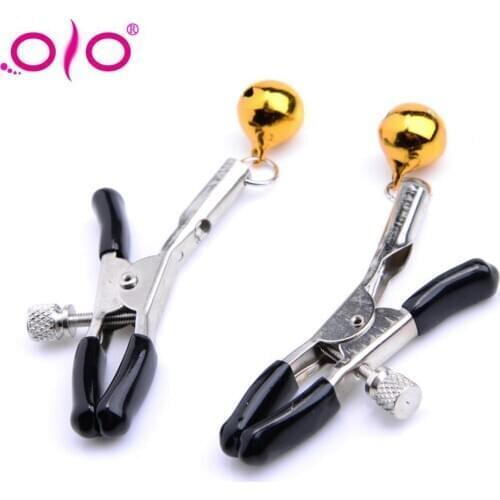 OLO 2Pcs Women Vibrating Nipple Stimulator Vibrator Breast Clamp Slave Adult Games Flirting Sex Supplies With Bell