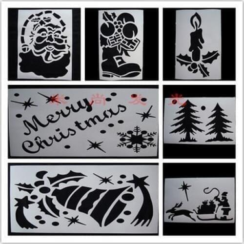 Christmas snow spray pattern window glass door color ink-jet printing stencil