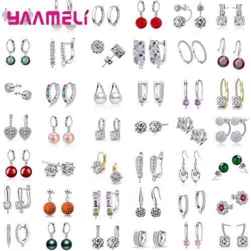 Wholesale 4 Pairs Lots 925 Sterling Silver Anniversary Statement Earrings For Women Girls CZ Cubic Zirconia Jewelry Collections