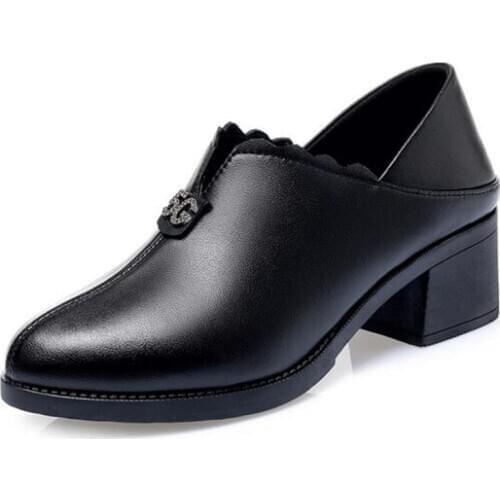 2020 Spring New Top Cowhide Pointed Shoes Women Genuine Leather Shoes Fashion Elegant Soft Comfort High Heel Shoes Large Size 43